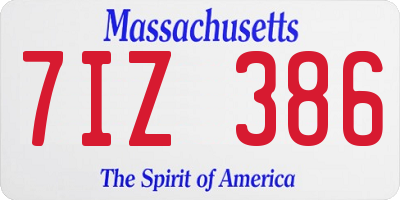 MA license plate 7IZ386