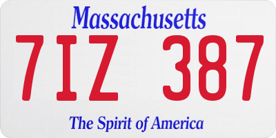MA license plate 7IZ387