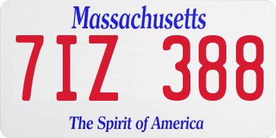 MA license plate 7IZ388