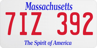 MA license plate 7IZ392