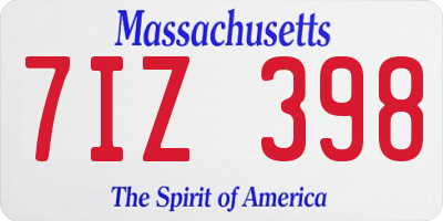 MA license plate 7IZ398