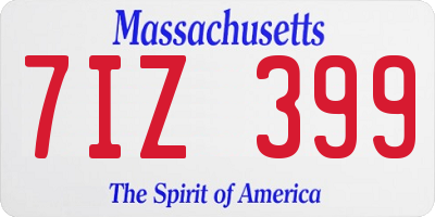 MA license plate 7IZ399