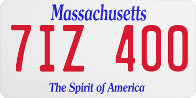 MA license plate 7IZ400