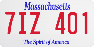 MA license plate 7IZ401