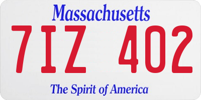 MA license plate 7IZ402