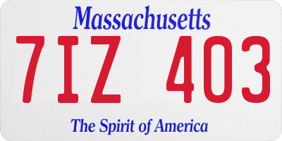 MA license plate 7IZ403