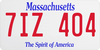 MA license plate 7IZ404