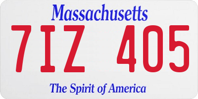 MA license plate 7IZ405