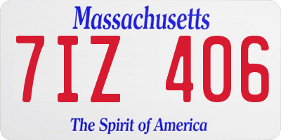 MA license plate 7IZ406
