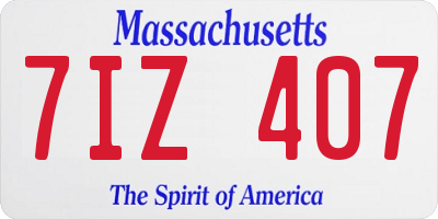 MA license plate 7IZ407