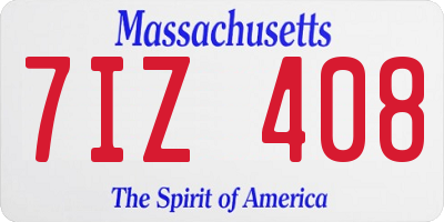 MA license plate 7IZ408