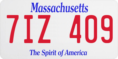 MA license plate 7IZ409