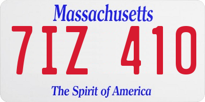 MA license plate 7IZ410