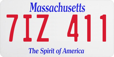MA license plate 7IZ411