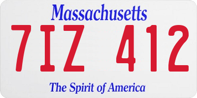 MA license plate 7IZ412
