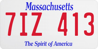 MA license plate 7IZ413