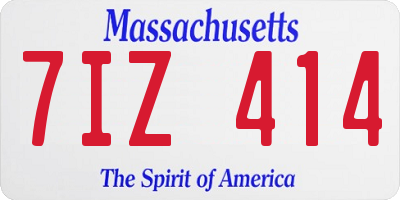 MA license plate 7IZ414