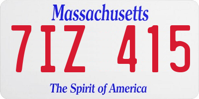 MA license plate 7IZ415