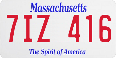 MA license plate 7IZ416