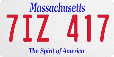 MA license plate 7IZ417