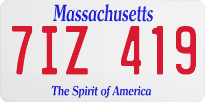 MA license plate 7IZ419