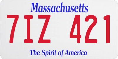 MA license plate 7IZ421