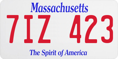 MA license plate 7IZ423