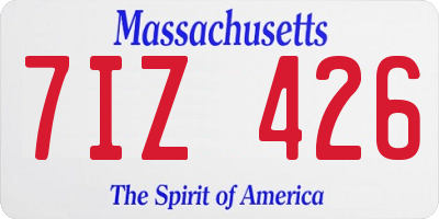 MA license plate 7IZ426