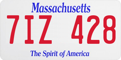 MA license plate 7IZ428