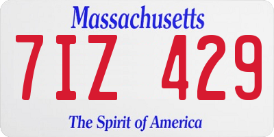 MA license plate 7IZ429
