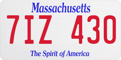 MA license plate 7IZ430