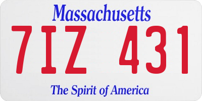 MA license plate 7IZ431