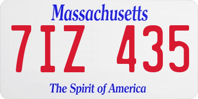 MA license plate 7IZ435