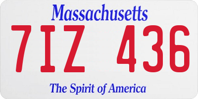 MA license plate 7IZ436