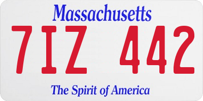 MA license plate 7IZ442