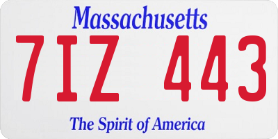 MA license plate 7IZ443