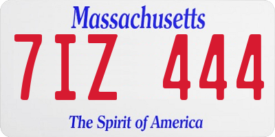 MA license plate 7IZ444