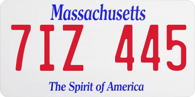 MA license plate 7IZ445