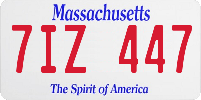 MA license plate 7IZ447