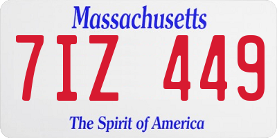 MA license plate 7IZ449