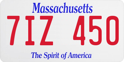MA license plate 7IZ450