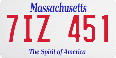 MA license plate 7IZ451