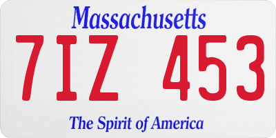 MA license plate 7IZ453