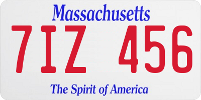 MA license plate 7IZ456