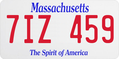 MA license plate 7IZ459