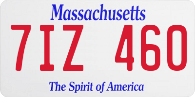 MA license plate 7IZ460