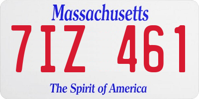 MA license plate 7IZ461