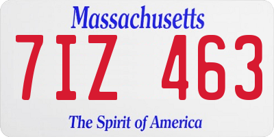 MA license plate 7IZ463