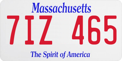 MA license plate 7IZ465