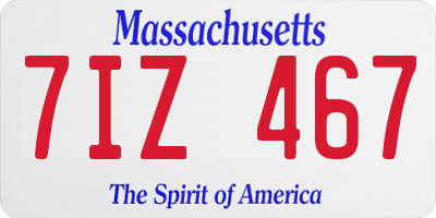 MA license plate 7IZ467